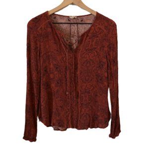 Hem and Thread Bohemian Style Orange Shirt